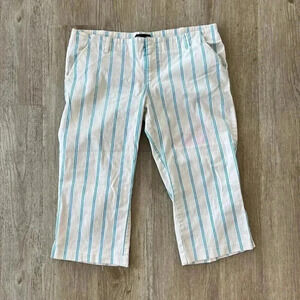 Womens Wearever Blue and White Stripe Capris - 33